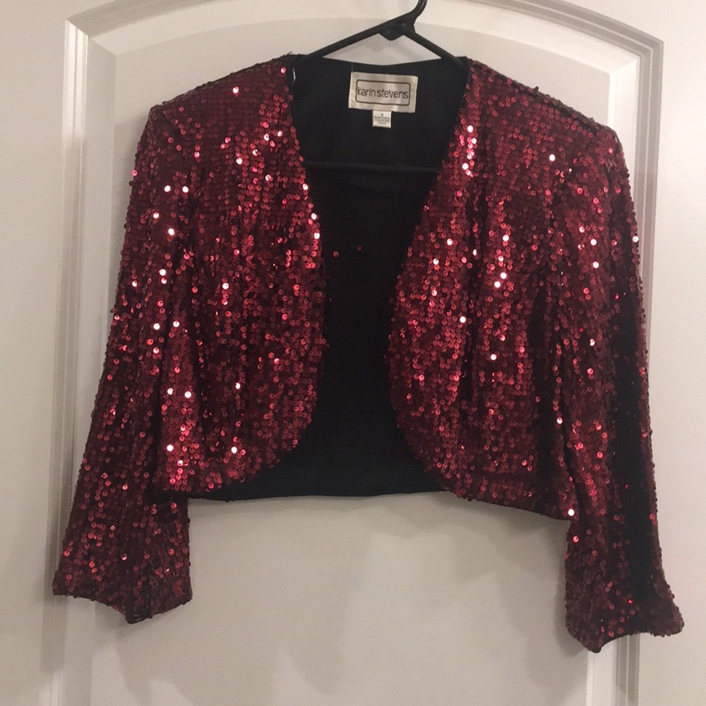 Karin Stevens - red seq jacket size 8